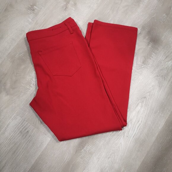 Santana Ladies Size 14 Red Straight Leg Button & Zipper Closure Pants - Picture 10 of 13